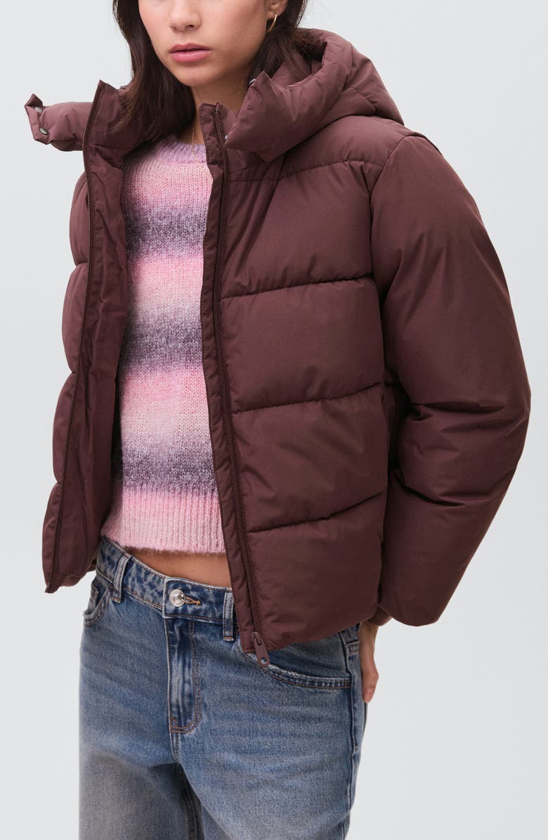MANGO TEEN Puffer Coat, Main, color, Burgundy