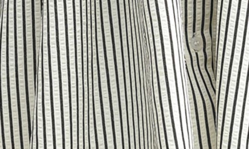Mila Mae Dolman Sleeve Stripe Mini Shirtdress In Cream Black Stripe