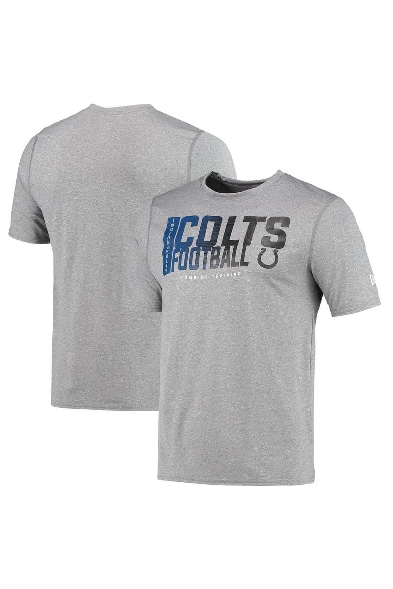 Men's New Era Heathered Gray Indianapolis Colts Combine Authentic Game On T-Shirt, Main, color, Heather Gray