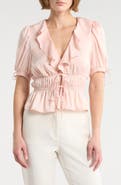 WAYF Ruffle Tie Front Top