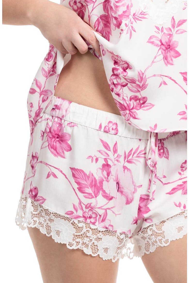 Days of Summer Lace Trim Satin Short Pajamas, Alternate, color, IVORY