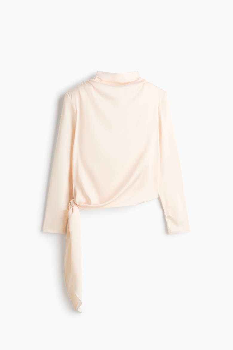 Tie-Detail Satin Blouse, Alternate, color, Cream