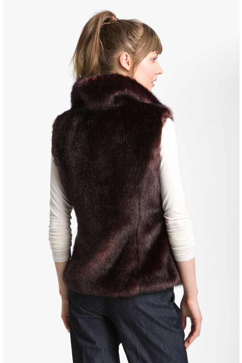 Reversible Faux Fur Vest, Alternate, color, MERLOT
