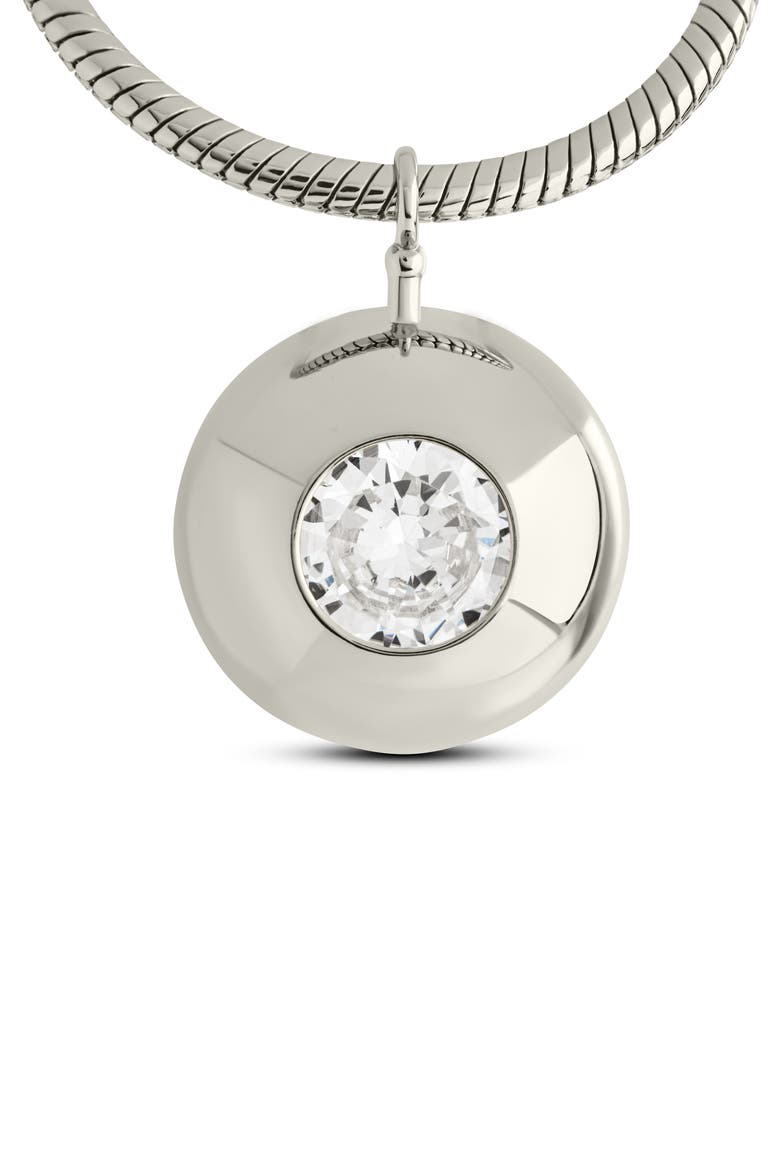 Zora Cubic Zirconia Dome Pendant Necklace, Alternate, color, SILVER