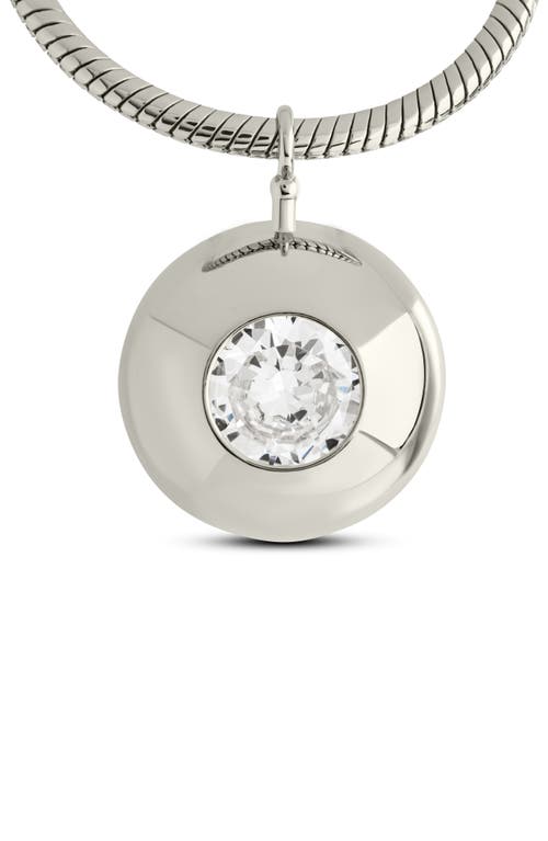 Sterling Forever Zora Cubic Zirconia Dome Pendant Necklace In Silver