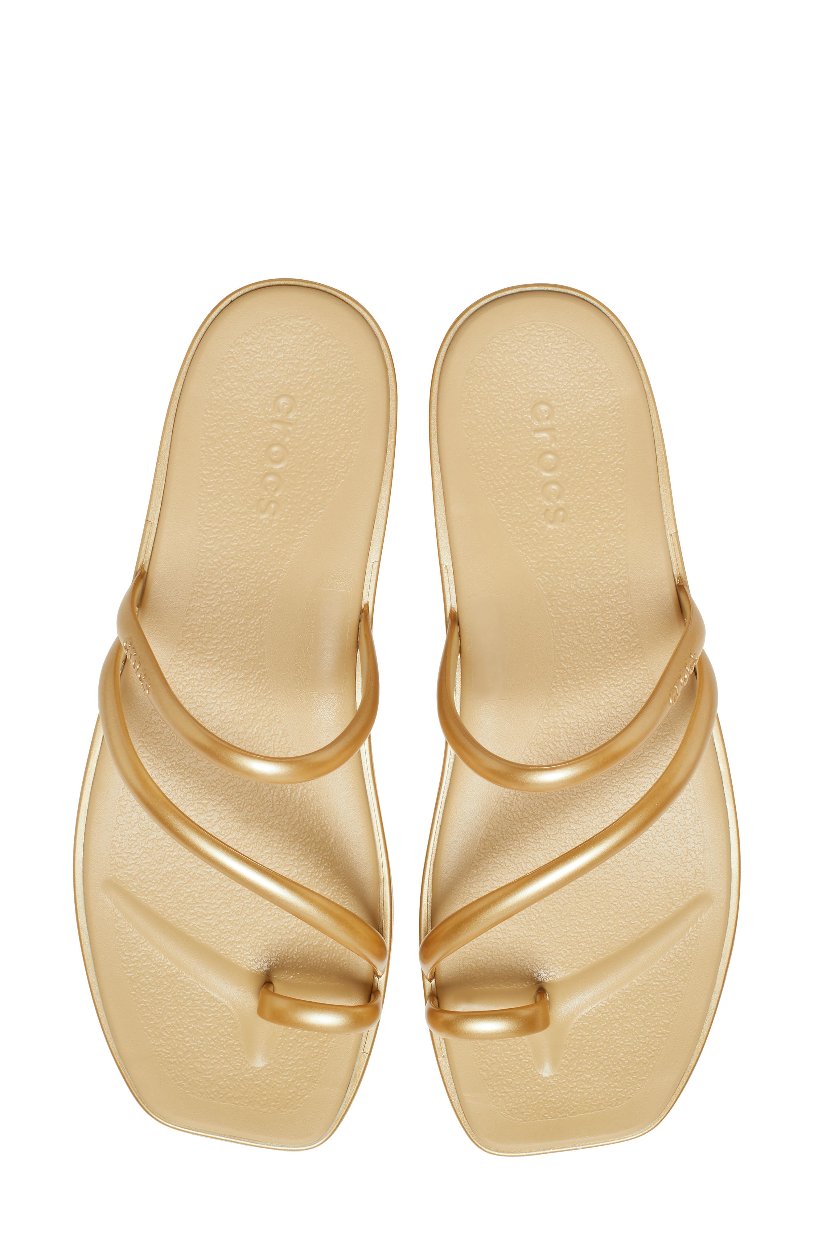 CROCS Miami Metallic Toe Loop Sandal, Alternate, color, Gold