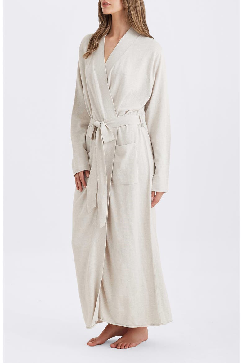 Cotton & Cashmere Maxi Robe, Alternate, color, ECRU