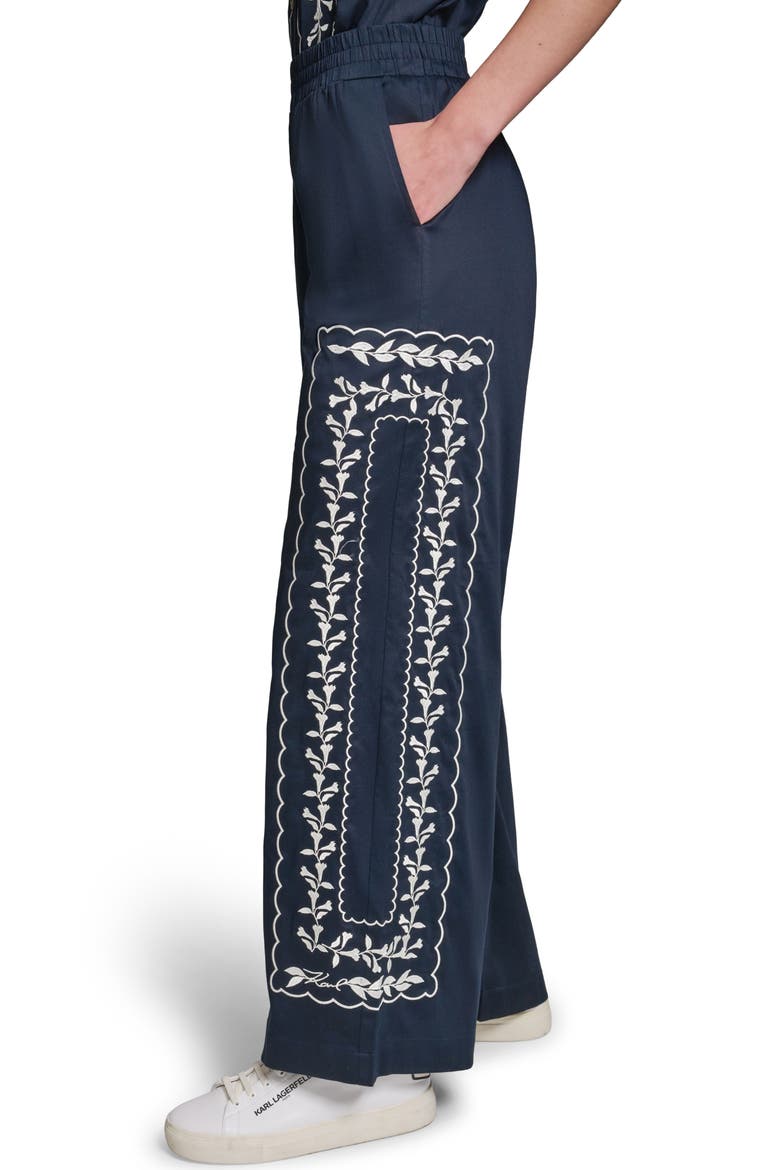 Embroidered Wide Leg Pants, Alternate, color, MIDNIGHT NAVY