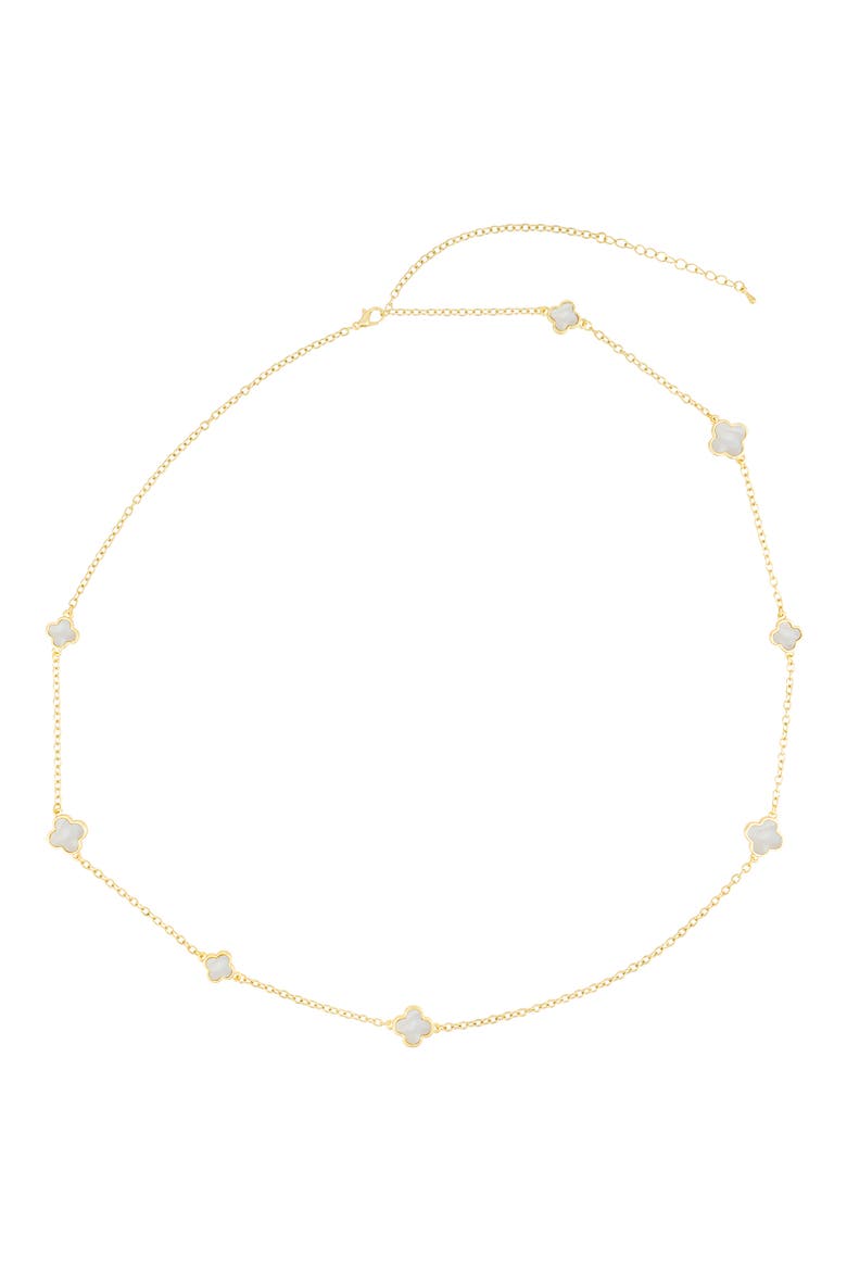 36-Inch Mother-of-Pearl Flower Station Necklace, Alternate, color, WHITE