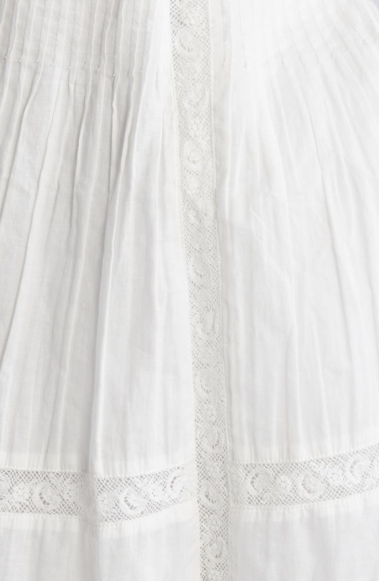 LoveShackFancy Docila Lace & Pintuck Detail Cotton Minidress, Alternate, color, White