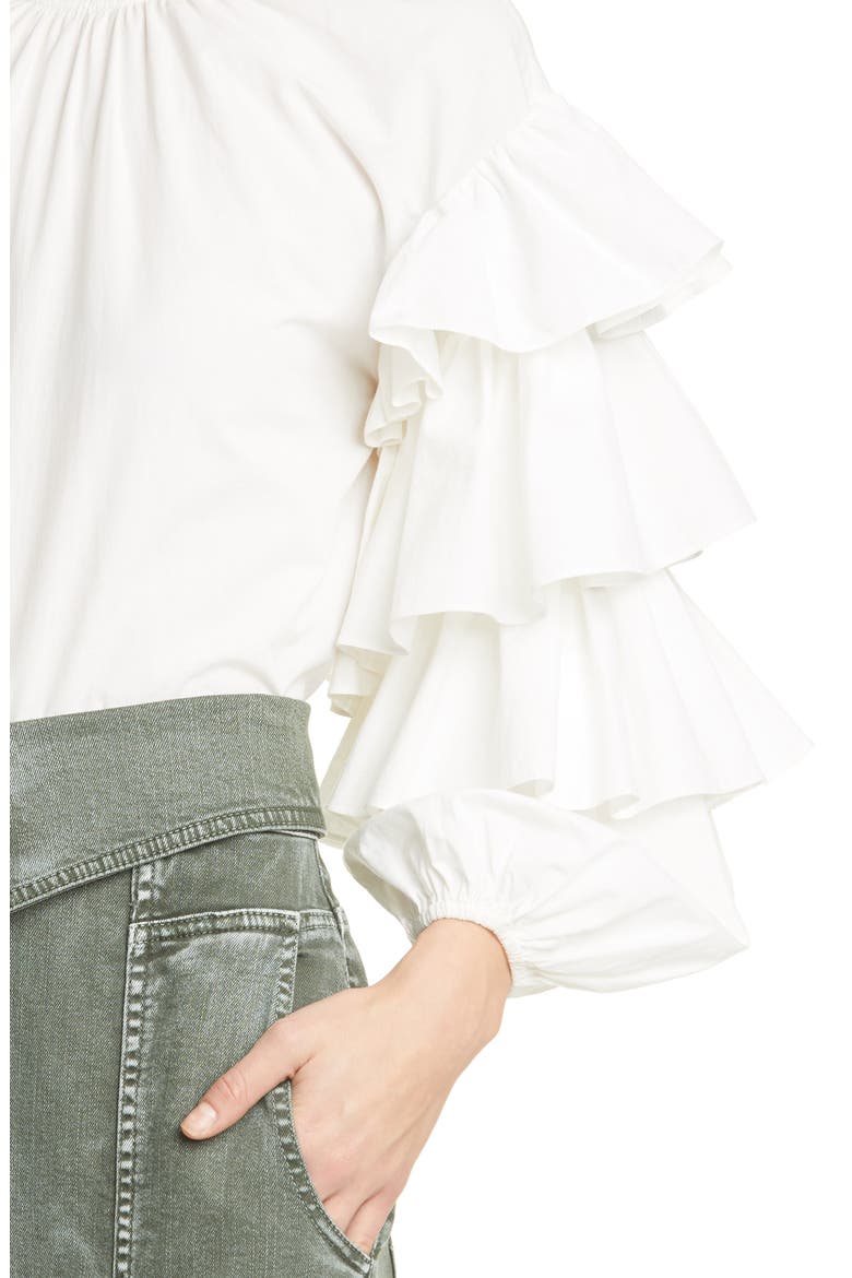 Tulia Ruffle Sleeve Blouse, Alternate, color, BLANC