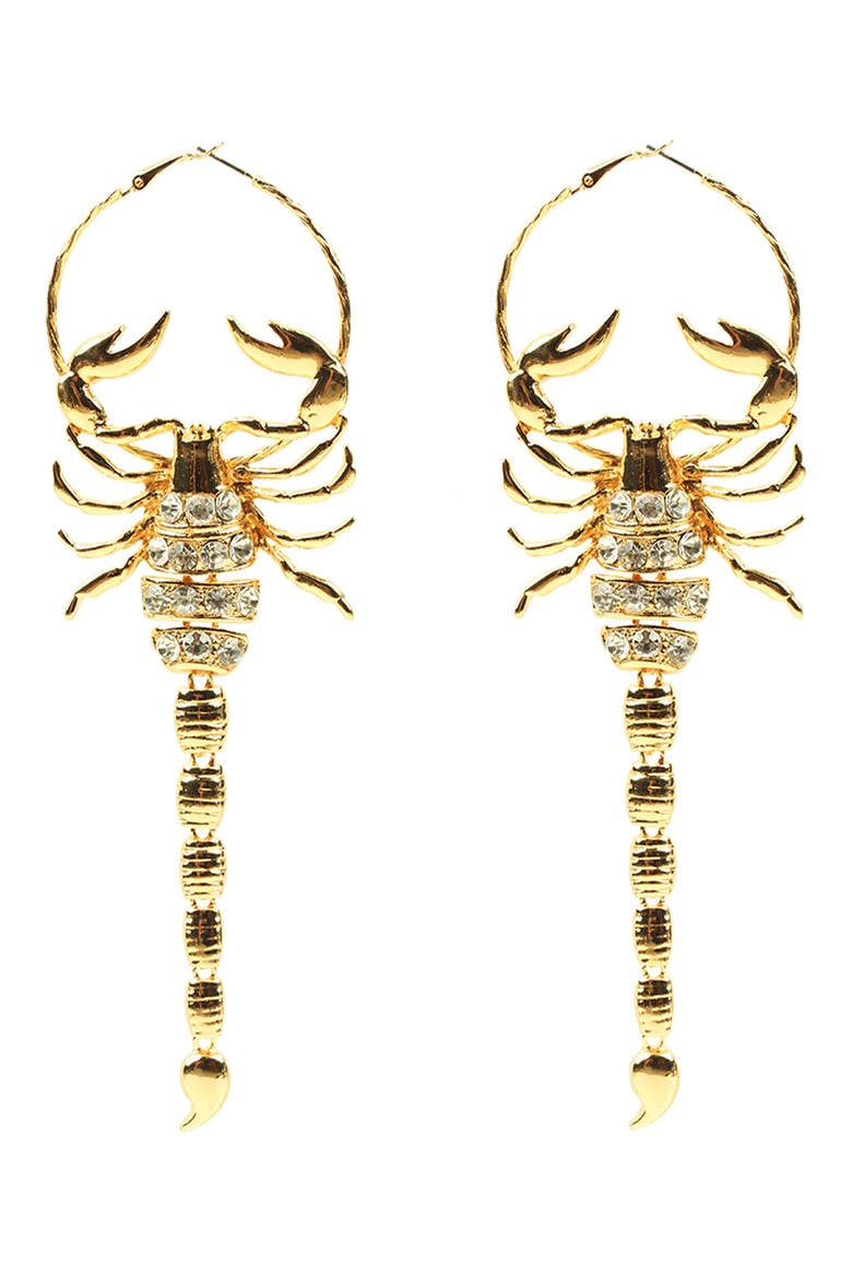 Scorpion Drop Earrings, Main, color, GOLD