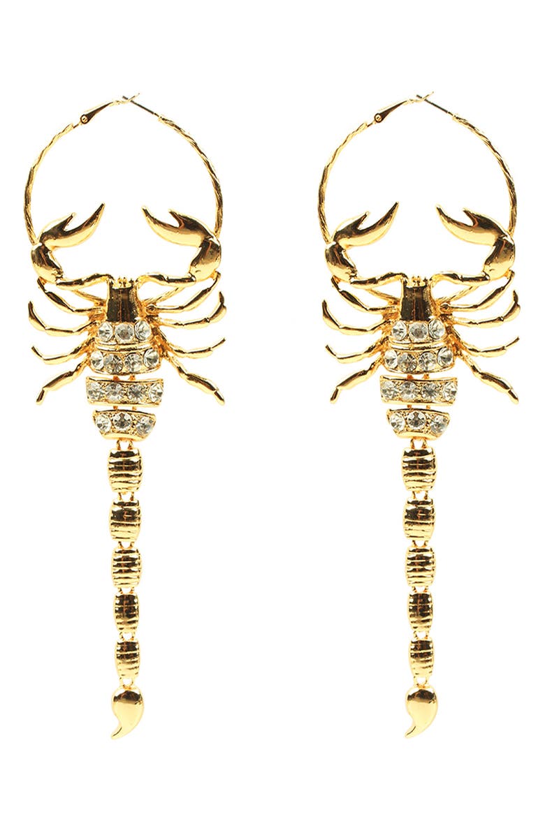EYE CANDY LOS ANGELES Scorpion Drop Earrings, Main, color, Gold