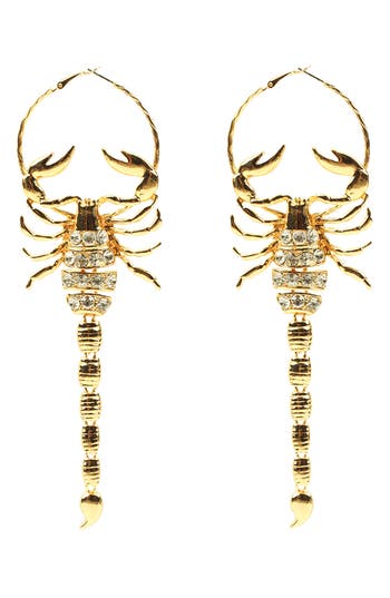 Eye Candy Los Angeles Scorpion Drop Earrings In Gold