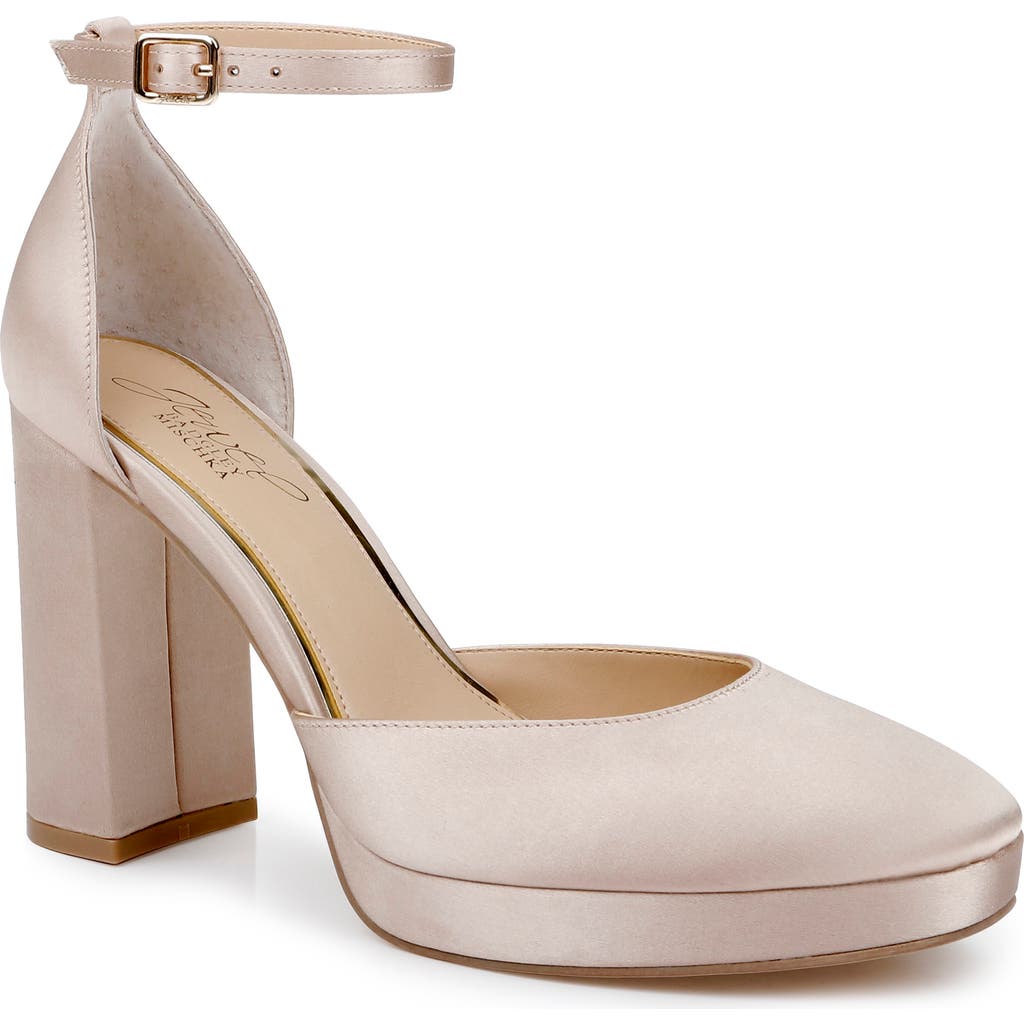 Jewel Badgley Mischka Stephanie Ankle Strap Platform Pump In Gold