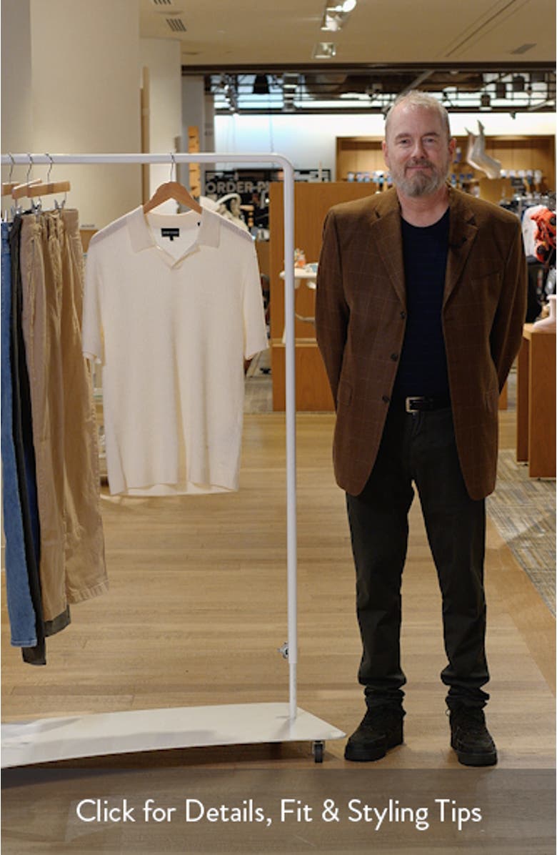 Johnny Collar Short Sleeve Twisted Rib Wool Polo Sweater, sales video thumbnail