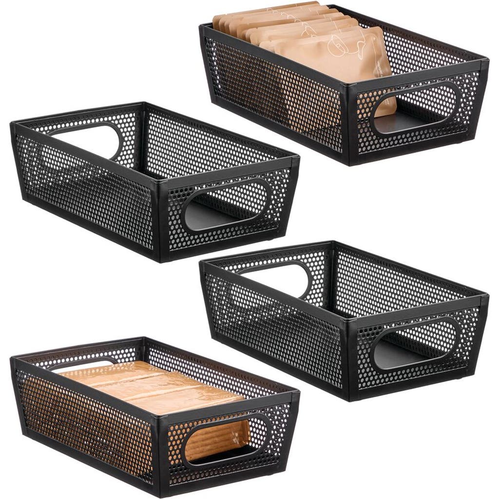 Mdesign Perforated Metal Storage Bin With Handles In Black