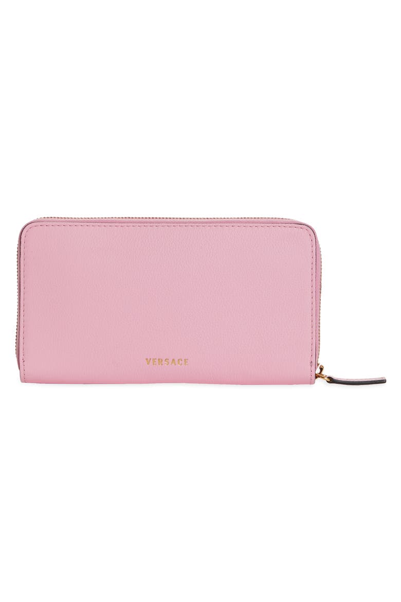 La Medusa Zip Around Leather Wallet, Alternate, color, PINK