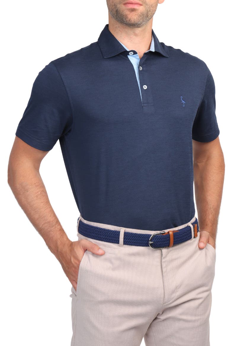 Mélange Mesh Performance Golf Polo, Alternate, color, NAVY
