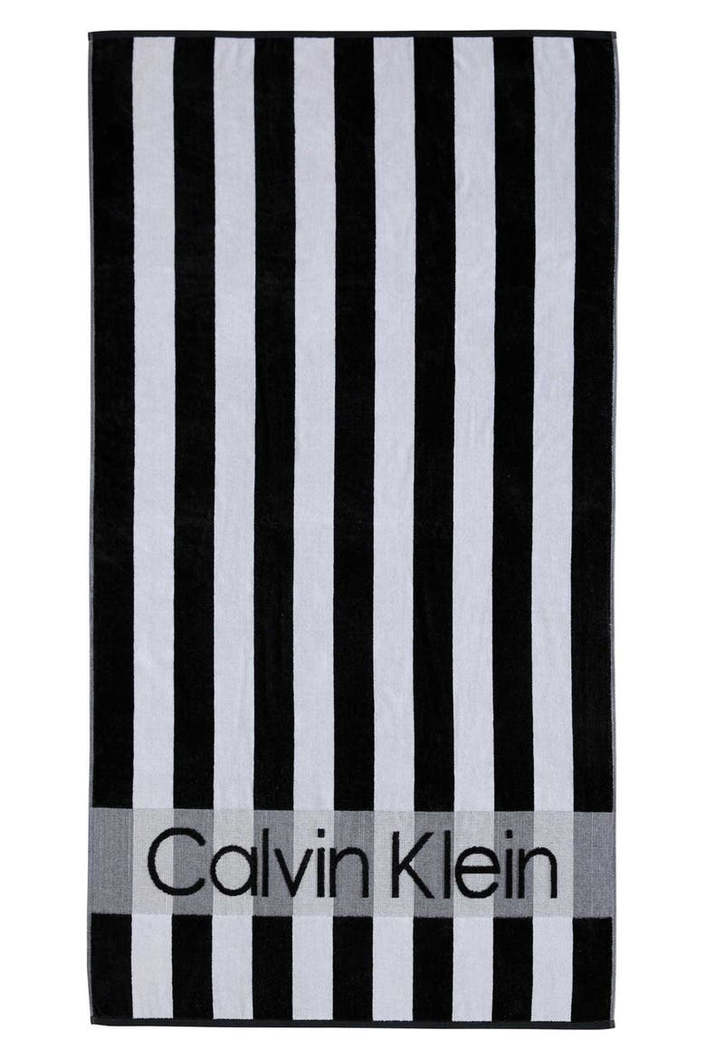 Logo Stripe 2-Piece Beach Towel Set, Alternate, color, BLACK