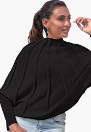 LASCANA Mock Neck Ribbed Sweater