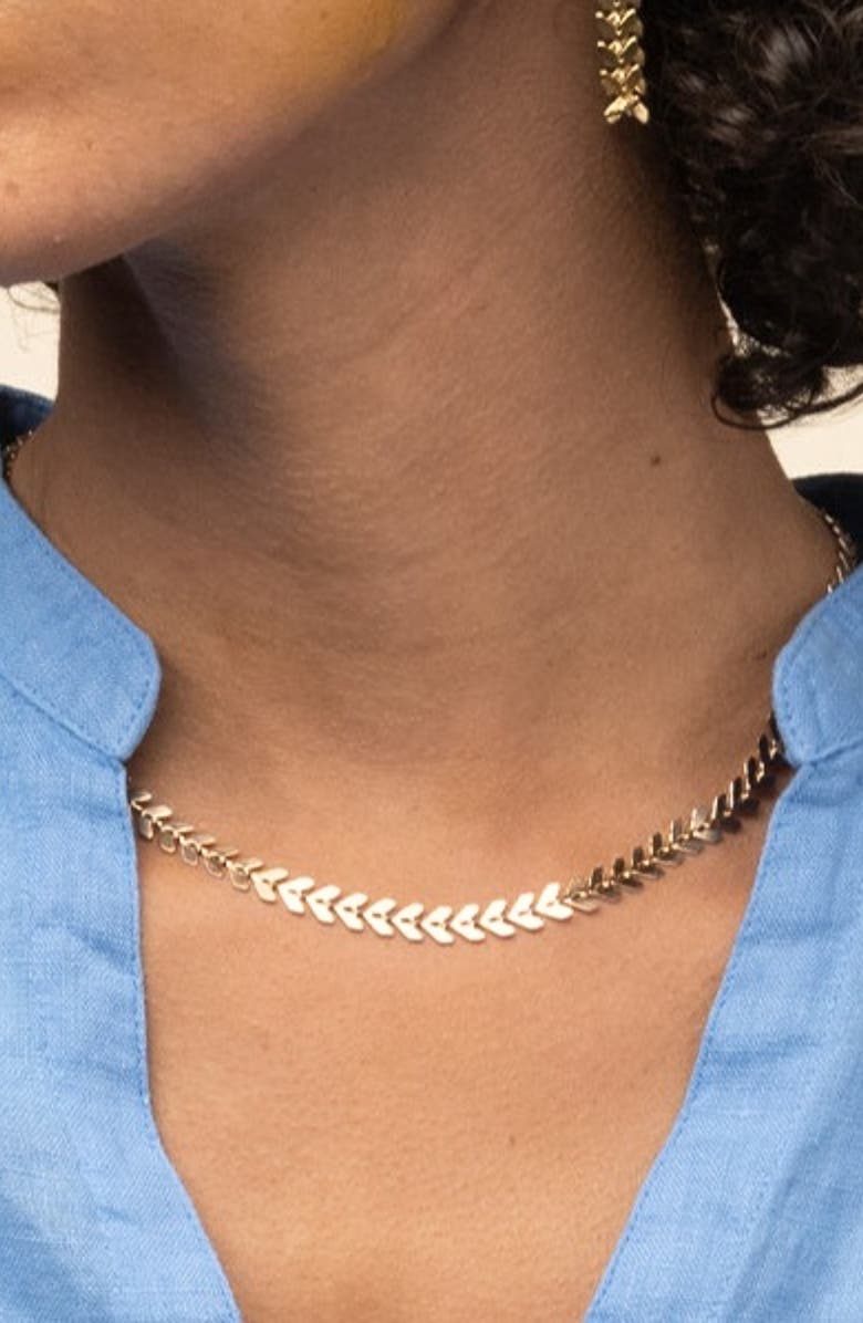 Bearfruit Jewelry Elara Chevron Necklace & Bracelet Set Trendy Statement, Alternate, color, Gold