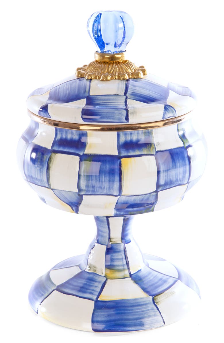 MACKENZIE CHILDS Royal Check Enameled Steel Curiosity Pot, Main, color, 