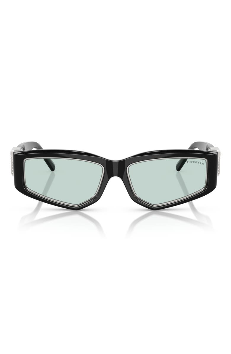 Tiffany & Co. 55mm Pillow Sunglasses, Main, color, Black / Light Azure