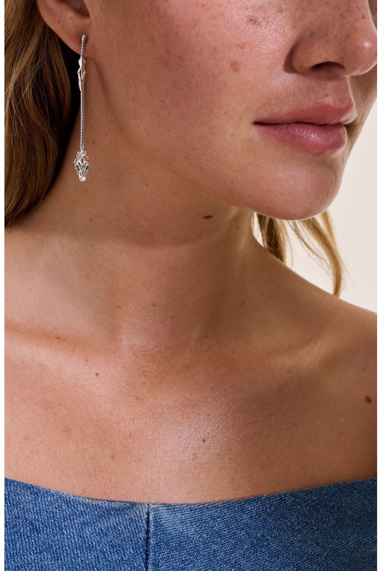 Naga Drop Earrings, Alternate, color, SILVER