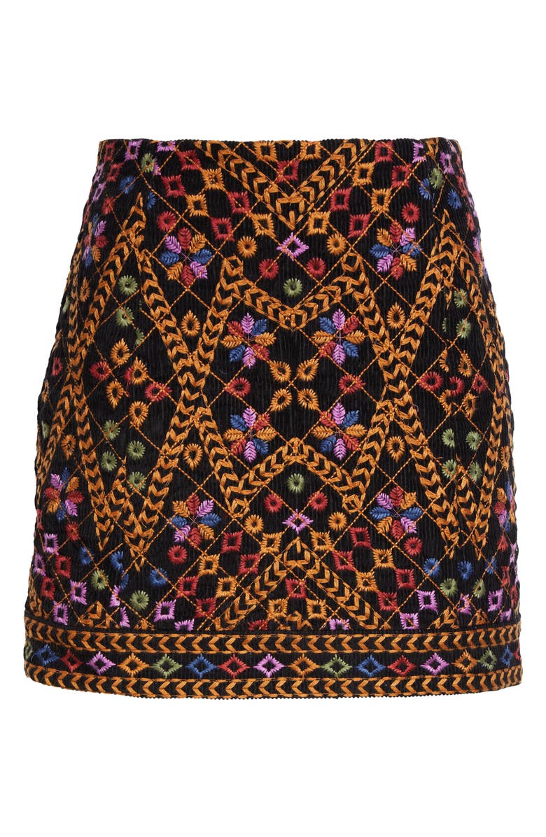 FARM Rio Floral Embroidered Corduroy Miniskirt, Alternate, color, 