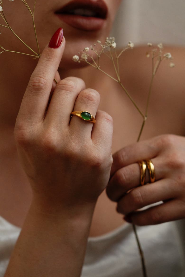 Kori Ring-Green Cats Eye, Alternate, color, Gold With Emerald