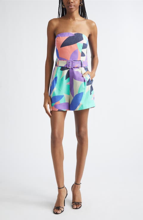 Isobel Linen Blend Strapless Romper