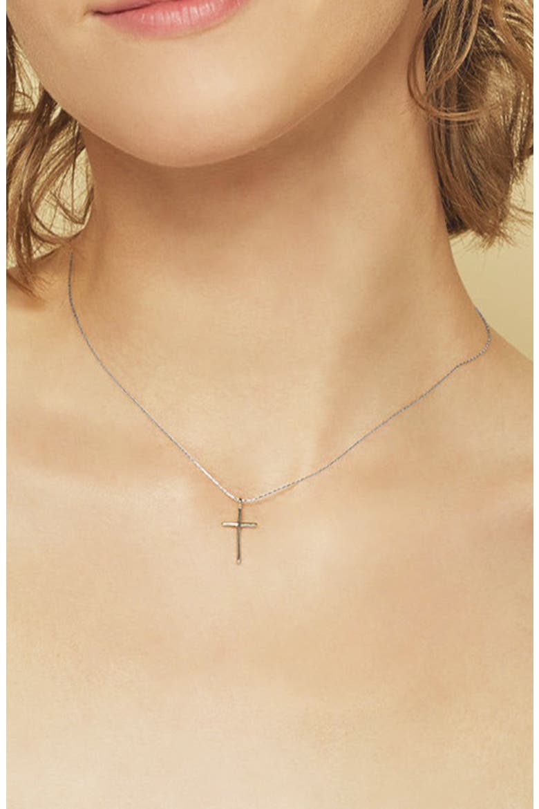 Sterling Silver 18k Gold Plated Ariel Cross Necklace Everyday Wear, Alternate, color, Silver