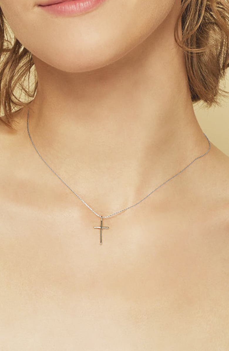 Bearfruit Jewelry Sterling Silver 18k Gold Plated Ariel Cross Necklace Holiday Gift Idea, Alternate, color,