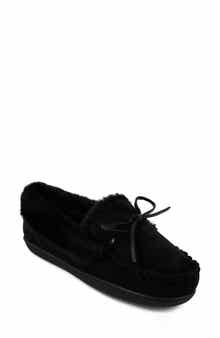 Faux Suede & Faux Fur Lined Slipper