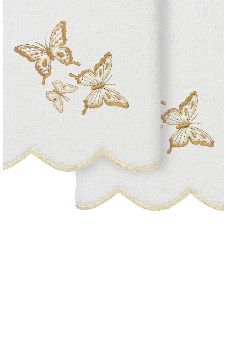 2-Piece Brittney Embroidered Turkish Cotton Hand Towel Set, Alternate, color, WHITE/ BEIGE