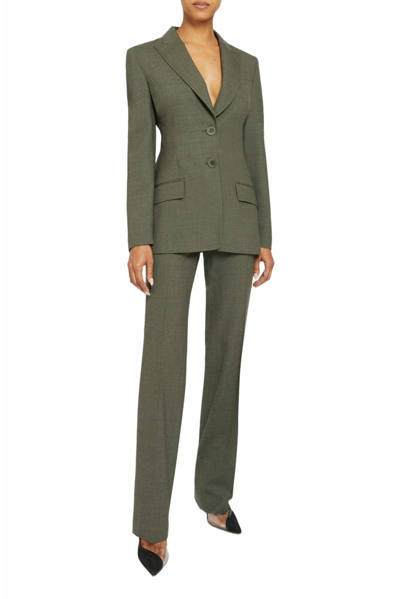 SOFIA Straight Leg Pant with Side Zip in Virgin Wool Stretch, Main, color, DEEP SAGE
