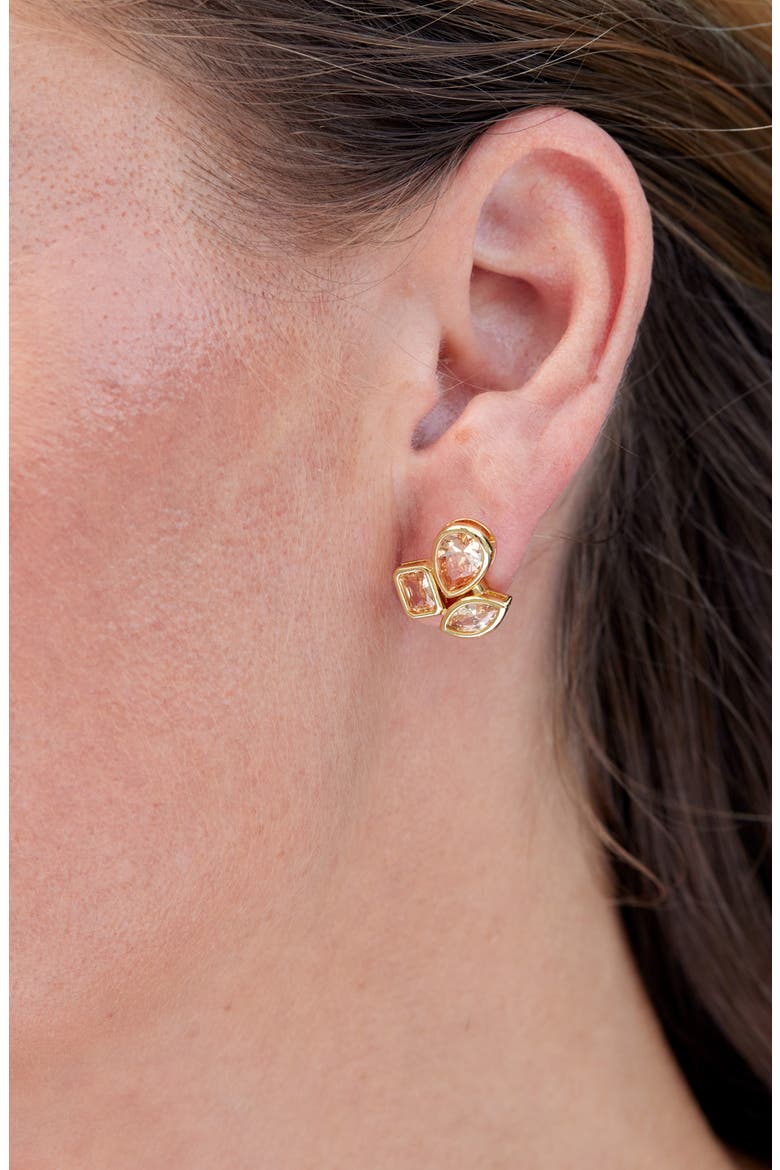 Multishaped Champagne Stud Earrings, Alternate, color, YELLOW