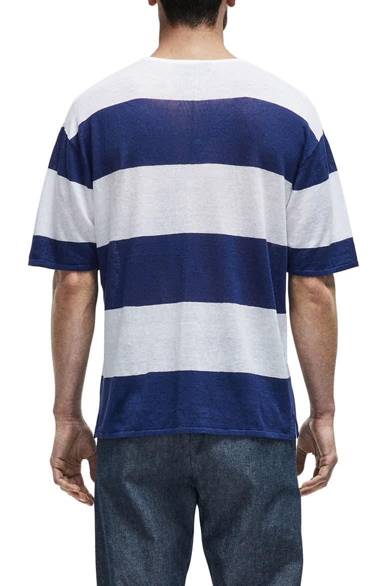 Kerwin Oversize Stripe Linen T-Shirt, Alternate, color, BLUE STRIPE