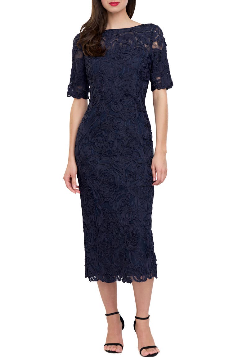 Zaria Soutache Lace Cocktail Dress, Main, color, DEEP NAVY