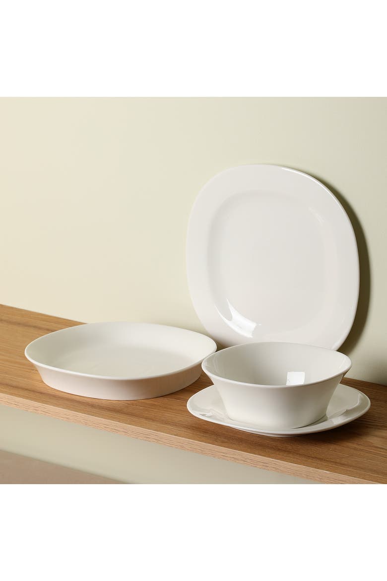 Quadro Porcelain 4-Piece Dinner Plate Set, Alternate, color, White