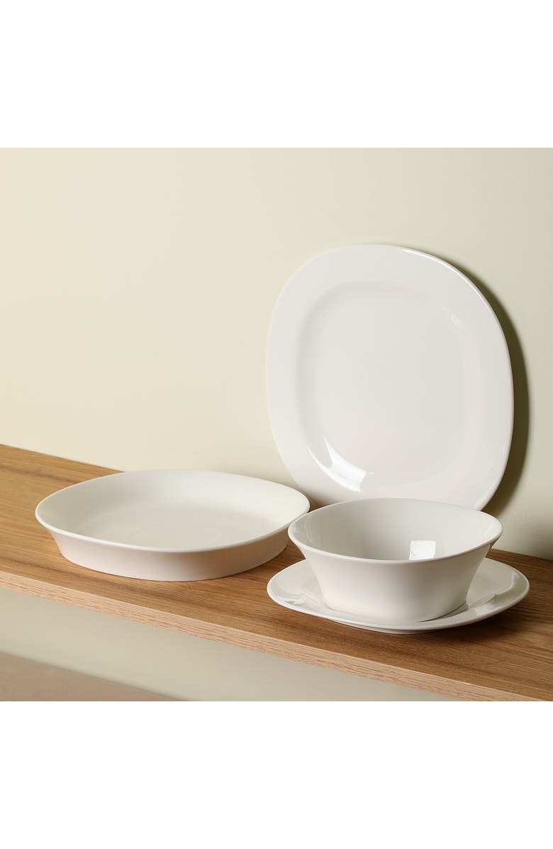 Stone Lain Quadro Porcelain 4-Piece Dinner Plate Set, Alternate, color, White