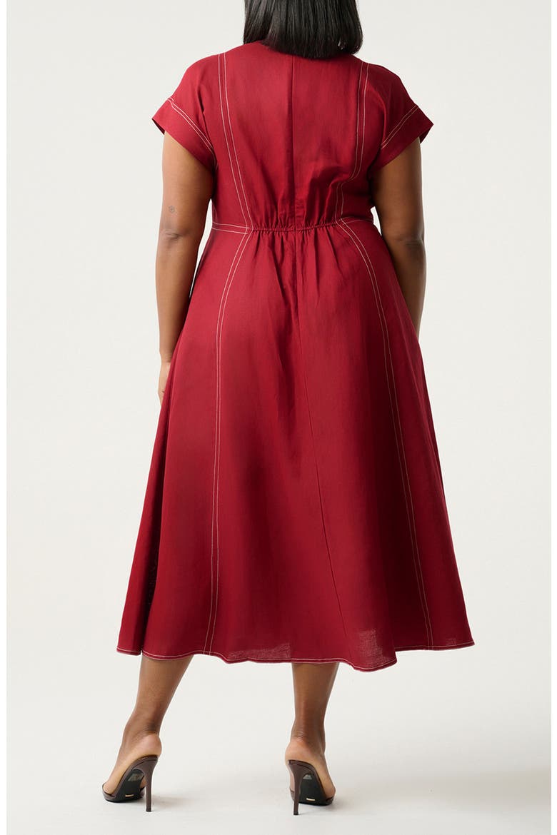 Arden Linen Blend Empire Waist Dress, Alternate, color, RASPBERRY