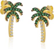Spero London Palm Tree Sterling Silver Stud Earring