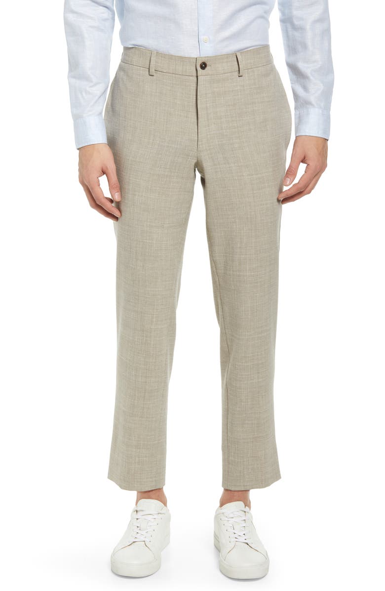 Ted Baker London Jem Crop Flat Front Chinos, Main, color, Tan