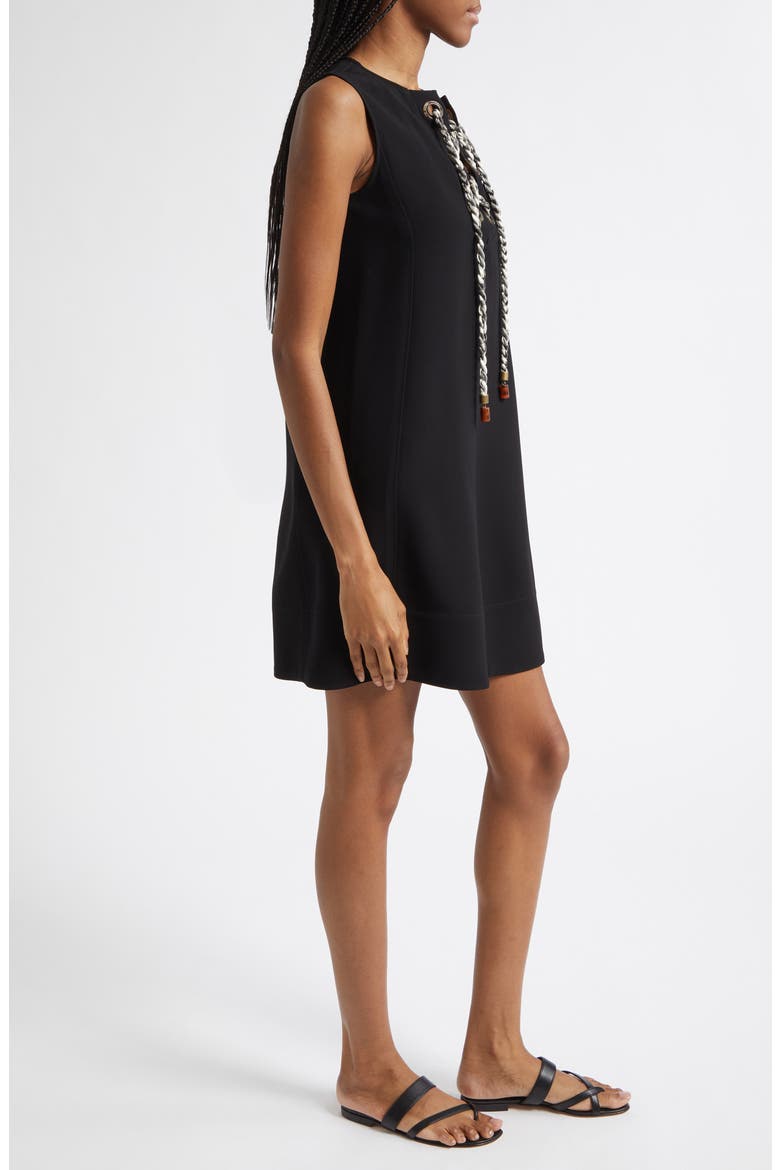 Rhoslyn Lace-Up Cady Minidress, Alternate, color, BLACK