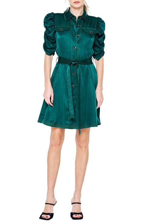 Bryce Puff Sleeve Tie Waist Dress