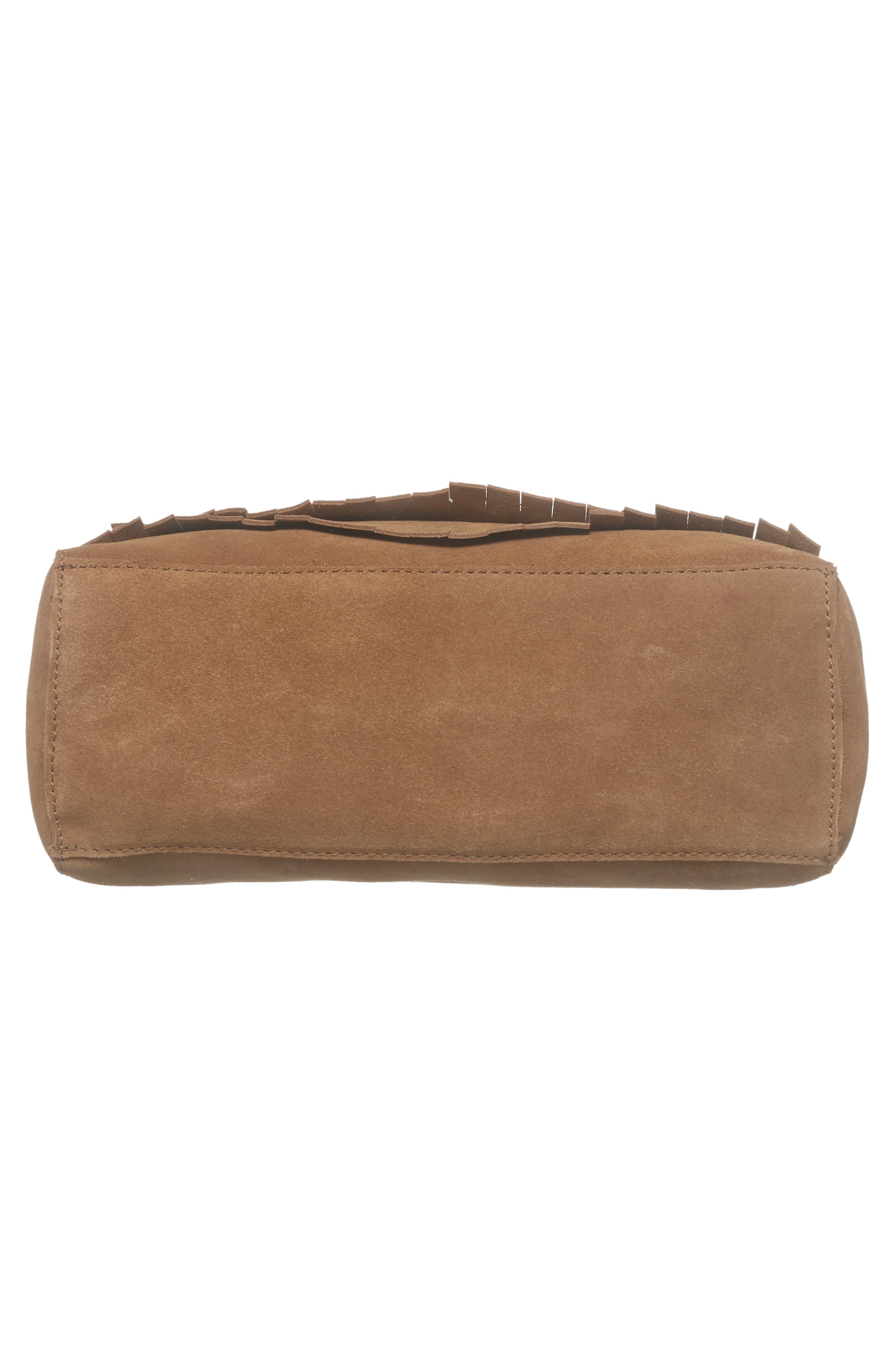 Ten79LA Chevron Fringe Suede Crossbody Bag, Alternate, color, 