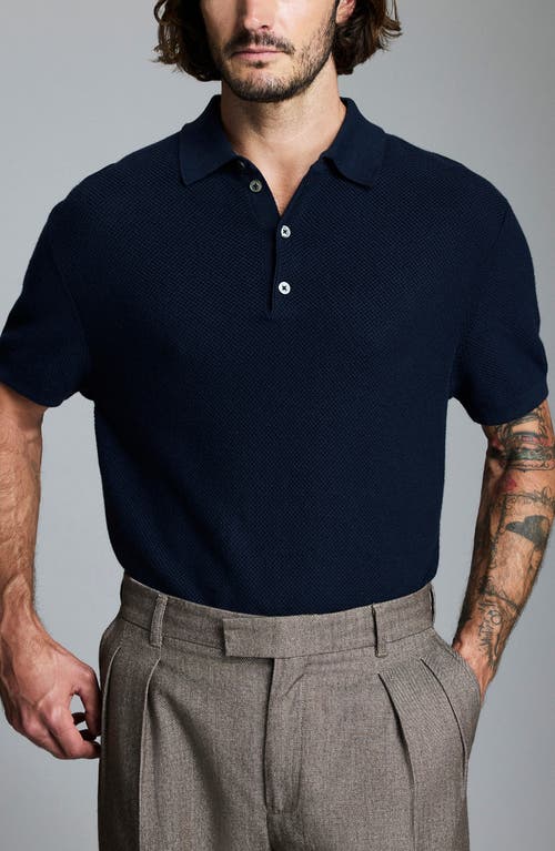 Billy Reid Solid Cotton Piqué Polo Sweater In Blue