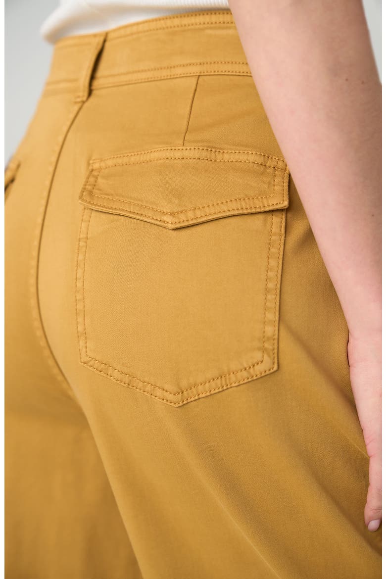 Pleated Cotton Blend Pants, Alternate, color, GOLD RUSH